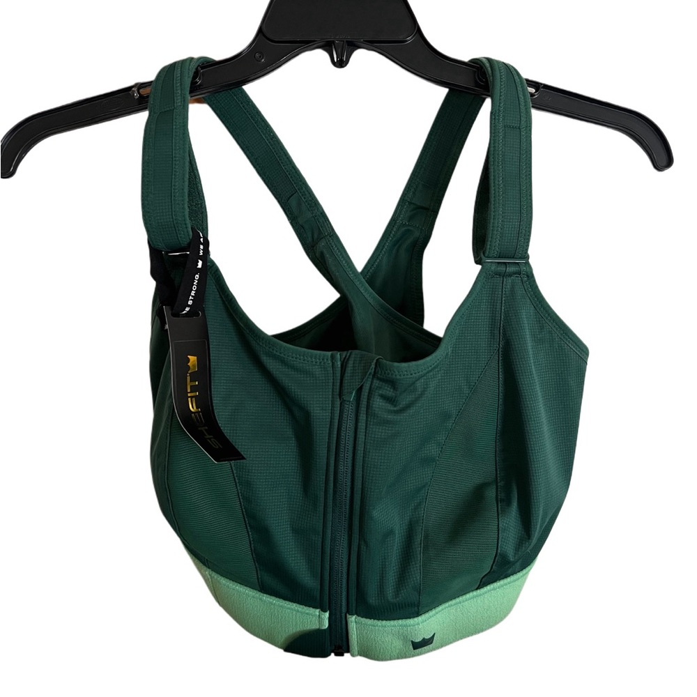 SHEFIT Ultimate High Impact Sports Bra Luxe emerald green and lime green